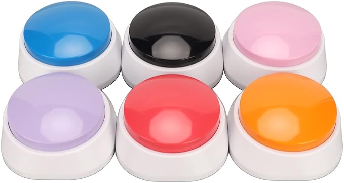 Focket Dog Communication Buttons, 30-Second Recording 6-Piece Set Dog Talking Buttons, Recordable with Six Colors for Pet Training and Interactive Play