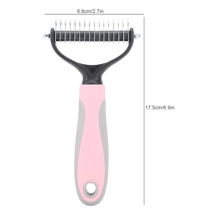 Dog Grooming Rakes, Deshedding Dog Brush, Undercoat Rake For Dogs, Fur Hair Knot Cutter Rake Brush For Shedding Grooming Tool for Detangling and Dematting (S-pink)