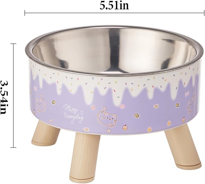Raised Cat Food Bowls,Elevated Kitten Bowls for Indoor Cats Ergonomic Cat Food Water Bowls Purple