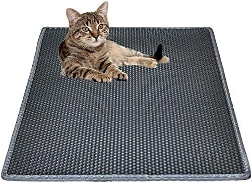Bulkniu Cat Litter Box Mat: Easy Clean Cat Litter Mat for Floor, Kitty Scratch Cute Pad (24 * 30in-Grey-1)