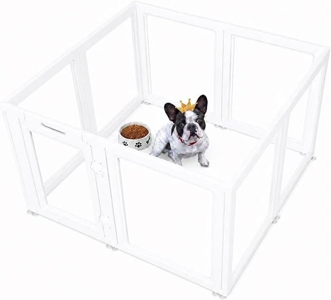 EVERFRONT Clear Acrylic Dog Playpen - Clear Dog Play Pen - Easy Assemble Acrylic Dog Playpen - Puppy Playpen, Cat Playpen, Small Animal Playpen, Dog Play Pen Indoors
