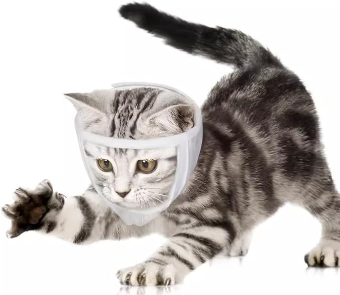 Breathable Cat Muzzle for Grooming Transparent Cat Mouth Cover for Anti Biting Adjustable Grooming Mask for Small Pets