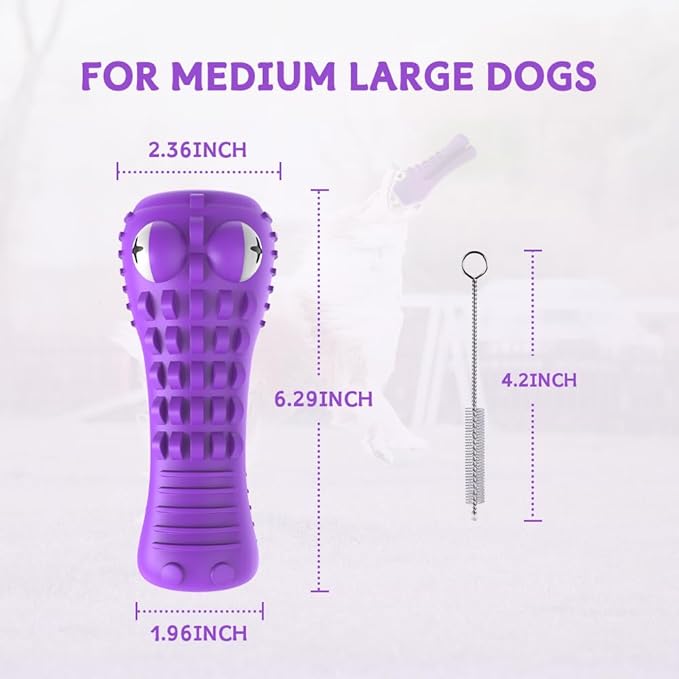 Dog Toys for Aggressive Chewers, Indestructible Dog Chew Toys for Medium Large Breed, Interactive Tough Dog Squeaky Toys to Keep Them Busy, Natural Rubber Durable Dog Toothbrush Teeth Cleaning Toys
