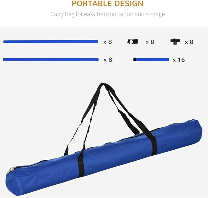 anwickjeff 4 Piece Dog Agility Training Equipment with Adjustable Height Jump Bars, Included Carry Bag, & Displacing Top Bar, Obstacle Course for Dogs Backyard Exercise Competitive (Blue, 4 Piece)