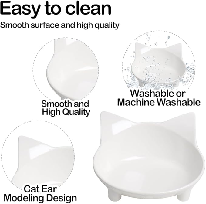 Non-Slip Cat Bowl with Shallow Design, Food-Grade Pet Dish for Whisker Fatigue Relief, Anti-Tip Dog & Cat Water Bowl for Dogs, Cats, Rabbits