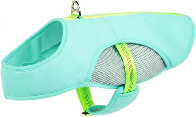 IECOii Cooling Large Dog Vest for Outdoor Adventures, Lightweight Breathable Summer Shirt with Leash Ring, Reflective Pet Cooling Harness for Hiking, Walking, Beach, Turquoise, Size 2XL
