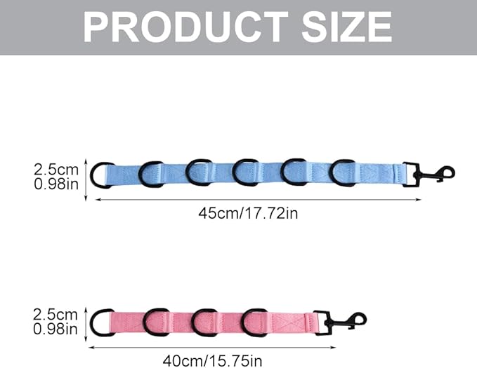 2pcs Dog Grooming Extension Strap with 4 D-Ring and 6 D-Ring Grooming Loops Adjustable Extender Straps Quick Release Pet Dog Leashes for Grooming(Color:Blue Pink)