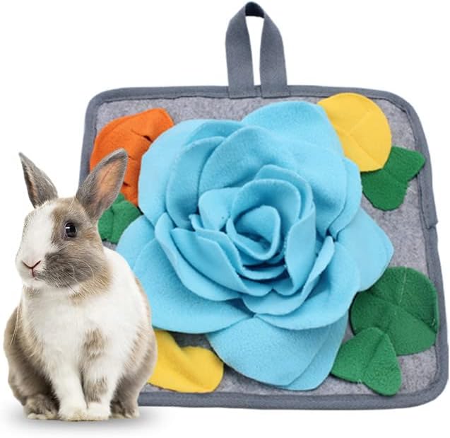 Snuffle Mat for Rabbits, Fashion Design Bunny Foraging Mat, Indoor & Outdoor Small Pet Feeding Mat, Slow Feeder Toy for Rabbit, Guinea Pig, Chinchilla & Small Animals