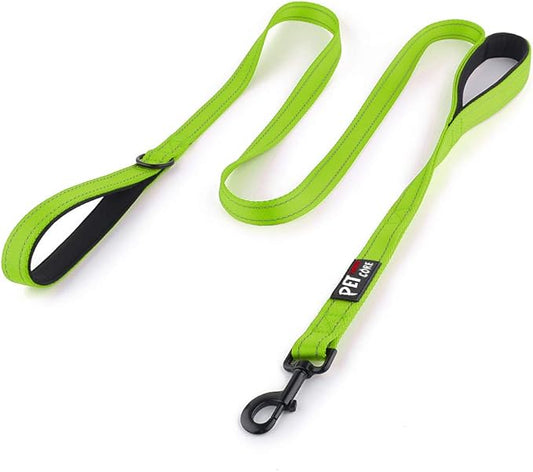 Plutus Pet Double Handle Dog Leash 5ft, Heavy Duty, Reflective Dual Handle Dog Leash for Safety Training, for Medium Large Dogs,2 Handle Leads(Green)