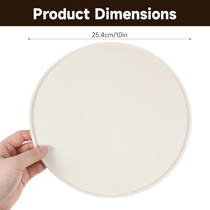 Round Silicone Pet Food Mats for Floor Waterproof, 10in Cat Food Bowl Non Slip Mat Waterproof Non-slip Feeding Bowl Mats with Raised Edges to Prevent Spills, Round Eating Tray for Dog Cat Puppy Kitten