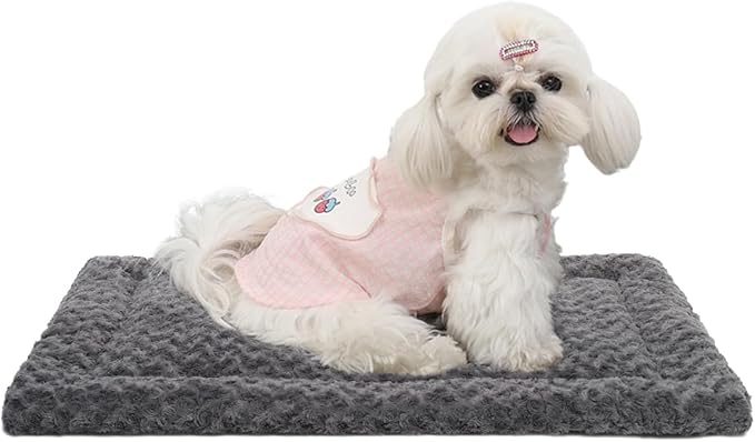 Washable Dog Bed Reversible Dog Beds for Crate Soft Fluffy Kennel Pad Anti-Slip Pet Sleeping Mat for Large Jumbo Medium Small Dogs (Grey, 21.00" x 13.00" x 1.50")