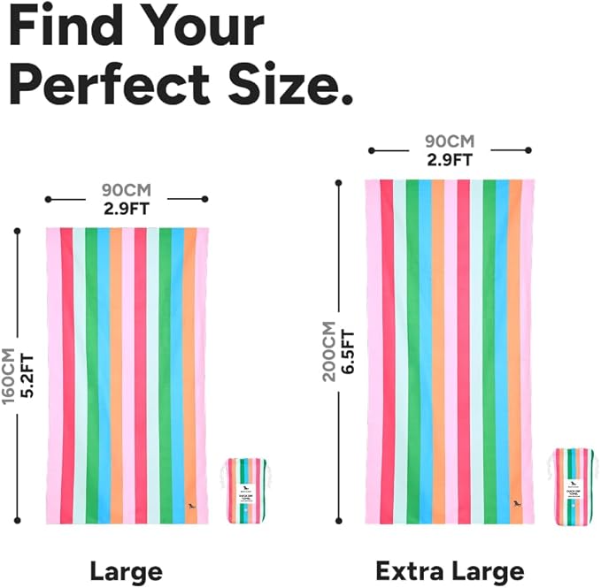 Dock & Bay Beach Towel - Quick Dry, Sand Free - Compact, Lightweight - 100% Recycled - Includes Bag - Tutti Frutti - Extra Large (200x90cm, 78x35)