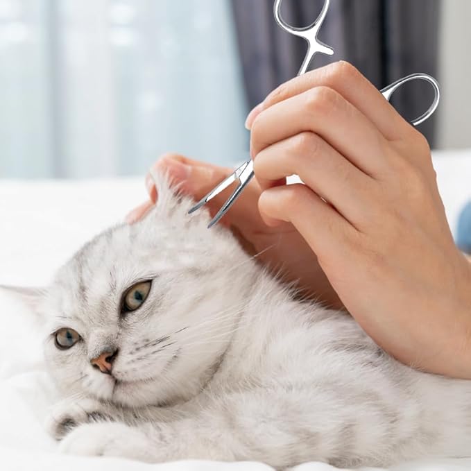 Dog Ear Hair Removal Tool, Dog Ear Plucking Tool Dog Ear Hair Remover Pets Ears Nose Hair Puller Stainless Steel Grooming Cleaning Clamp with Curved Tip Tweezers for Pet Cat Trimmer Accessories(small)