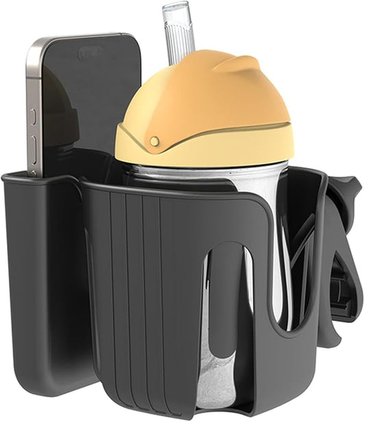2-in-1 Universal Cup and Phone Holder for Uppababy Nuna Doona Strollers, Bikes, Wheelchairs, Walkers, Scooters - Adjustable Drink Holder