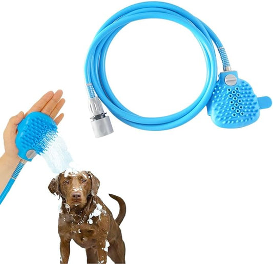 2026 New Pet Shower Sprayer with Massage Head, Blue Silicone Dog and Cat Bath Hose, 2m Length with 2 Adapter Interfaces