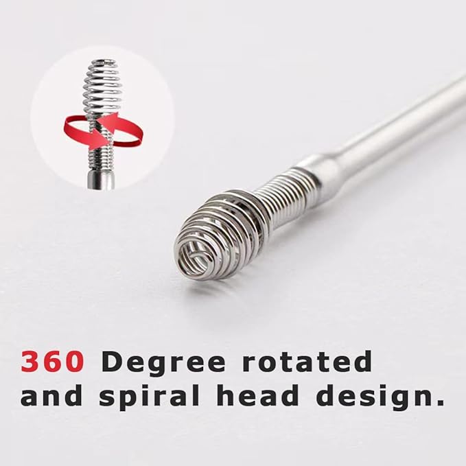 Spring Ear Wax Cleaner Tool Set Ear Cleaner Ear Cleaner Tool Ear Wax Removal Spoon Double Ended with Stainless 360° Spiral Ear Massage Cleaning Tool Ear Cleaner Cleaning Brush and Storage Box 2PCS
