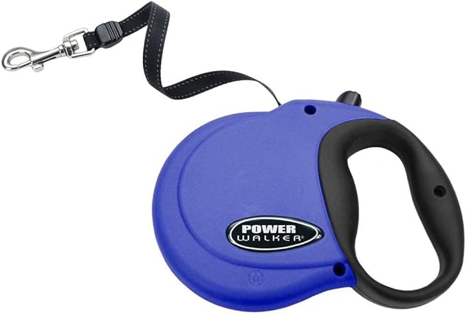 Coastal Pet Power Walker Dog Retractable Leash - Reflective Dog Leash - Stop-and-Release Control Button - Comfort Grip Handle - Blue - Small