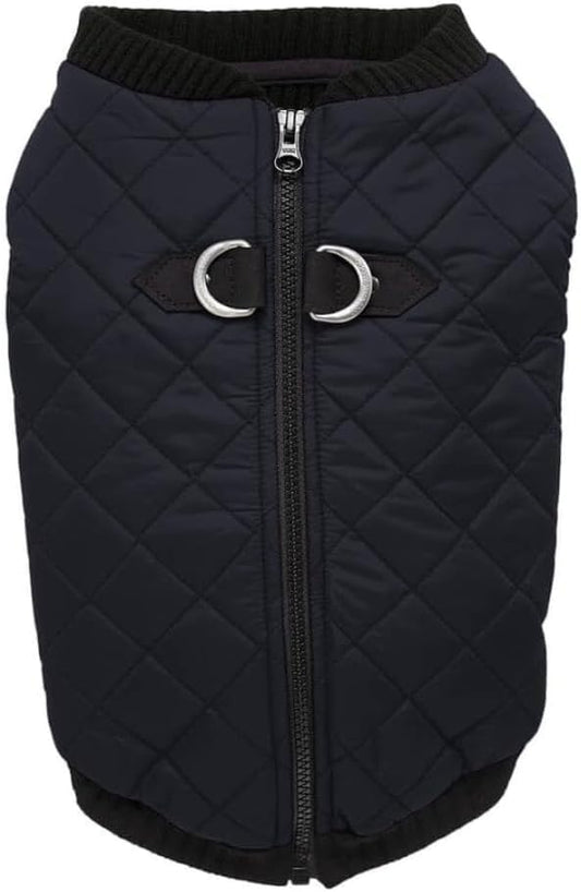 Gooby Fashion Vest Dog Jacket - Black, X-Large - Warm Zip Up Bomber Vest with Dual D Ring Leash - Winter Water Resistant Small Dog Sweater