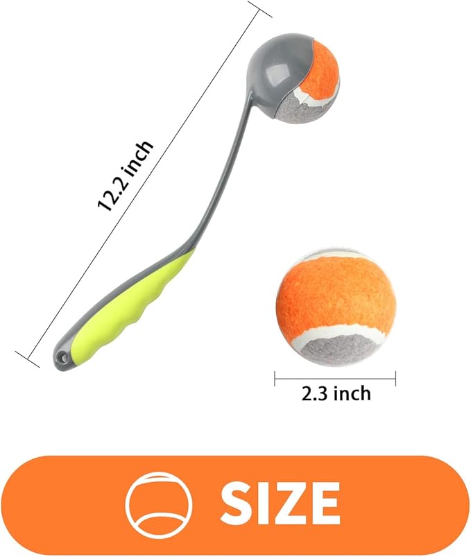 PAWISE Dog Ball Launcher for Medium Dogs, 12.2" Dogs Fetch Toy with 2.5" Tennis Balll, Portable Dog Tennis Ball Thrower for Indoor & Outdoor Play, Lightweight, Durable & Hands-Free Pick-Up