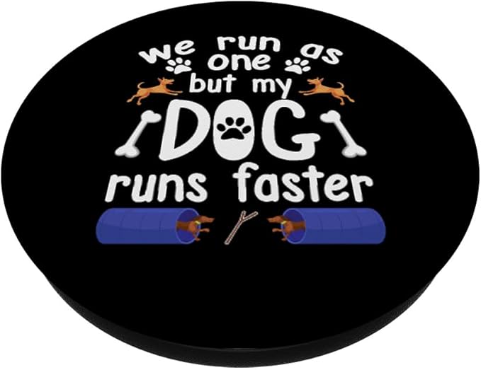 Dog Agility Trainer We Run As One Tunnels Rings Jumps PopSockets Standard PopGrip