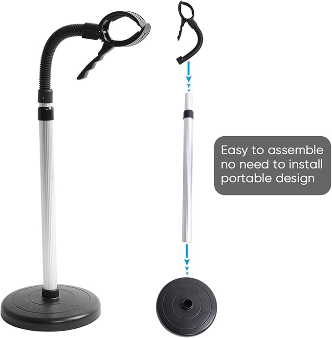 Adjustable Hair Dryer Holder Stand Stainless Steel Hair Dryer Wall Mount Hands Free Blow Dryer Bracket for Home Salon Pet Grooming ABS Material 26.4 Inch Length