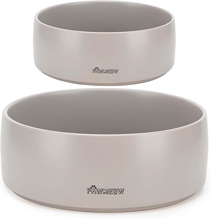 Ceramic Dog Bowl | 5.5inch Dog Bowl, Spill Proof, Non-Slip Pet Feeding Bowl for Small & Medium Breed(16 oz) (Gray, 5.5-8inch)
