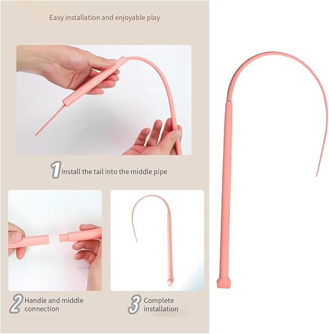 Interactive Cat Wand Toys Silicone Mice Tail Simulated Mouse Hunting Cat Toy Snake Cat Teaser Wand Stick for Indoor Cats Kitty Kitten Stress Relief Chasing Exercise with Additional Mouse Tails