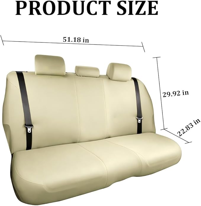 BESULEN Car Back Seat Cover, Dustproof Elastic Cloth Vehicle Rear Seat Bench Protector for Pets Kids, Waterproof Stretch Automobile Interior Accessories, Universal for Sedan Truck SUV (Beige)