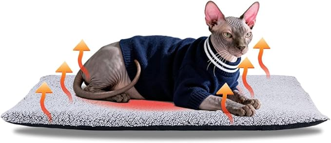 AIO Heated Cat Bed Self Warming Pet Bed Heating Mat Advanced Extra Warm Thermal Pet Pad for Outdoor Pets with Removable Cover Washable Non Electric Self Warming Cat Bed Gray 17.7 * 23.6Inch