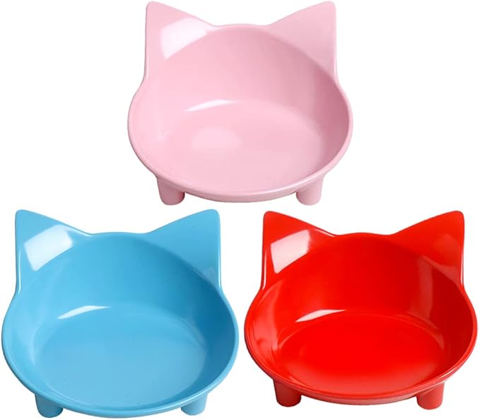 Set of Cat and Dog Bowls - Non Slip, Shallow Food and Water Bowls for Pets (Cats, Dogs, Rabbits, Puppies), Safe Food - Grade to Relieve Whisker Fatigue