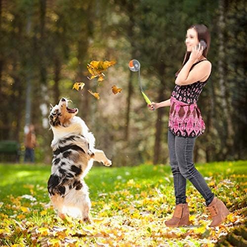 PAWISE Dog Ball Launcher for Medium Dogs, 12.2" Dogs Fetch Toy with 2.5" Tennis Balll, Portable Dog Tennis Ball Thrower for Indoor & Outdoor Play, Lightweight, Durable & Hands-Free Pick-Up