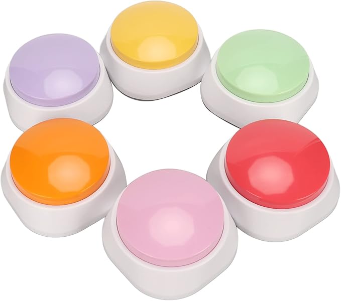 6 PCS Voice Recording Button, Dog Buttons, Communicati Recordable Dog Talking Buttons Set, Dog Buttons for Communication, Pet Command Buttons for Training Cats Dogs