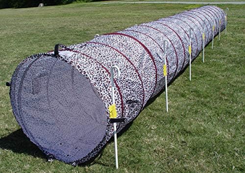 18' Dog Agility Tunnel with Stakes, Multiple Colors Available (Leopard)