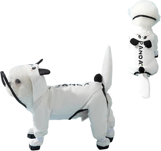 Small Dog Raincoat, Tail Protect Feet Cover Waterproof Dog Rain Jacket Rain Coat for Puppy Small Dogs(Panda,XS)