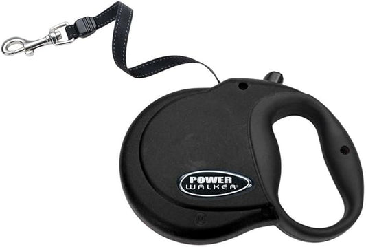 Coastal Pet Power Walker Dog Retractable Leash - Reflective Dog Leash - Stop-and-Release Control Button - Comfort Grip Handle - Black - Small
