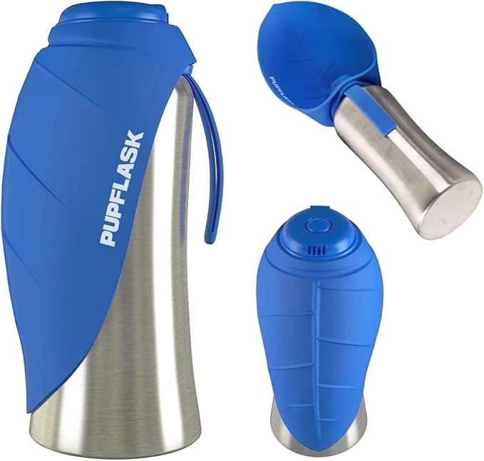 PupFlask Large Dog Water Bottle | 27 or 40 OZ Stainless Steel | Convenient Dog Drink Dispenser | Puppy Travel Water Bowl | Portable Pet Hydration Bottle | Leak Proof | Perfect Size For All Breeds
