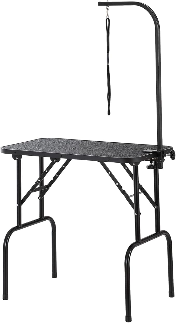 VEVOR Pet Grooming Table, 32 x18 Inch with Height Adjustable Arm, 220LBS Static Weight Capacity, Foldable Dog Groom Station with No-Sit Haunch Holder with Grooming Loop, for Medium and Small Dogs
