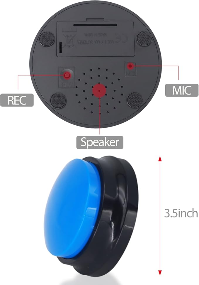 Voice Recording Button, Dog Buttons for Communication Pet Training Buzzer, 30 Second Record & Playback, Funny Gift for Study Office Home 4 Packs (Rose Red + Dark Blue + Green + Orange)