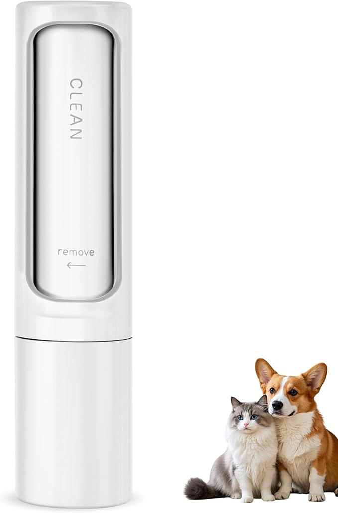 Pet Hair Remover Tool - Reusable Lint Roller Lint Brush for Cat & Dog Hair on Furniture, Clothes, Couches, Car Seats, and Fabric - No Refills, Eco-Friendly and Portable (White)