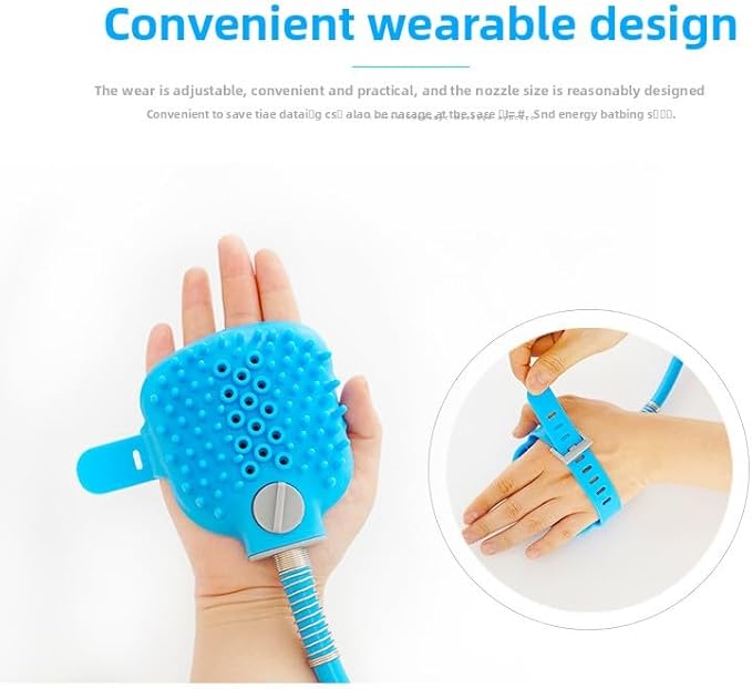 2026 New Pet Shower Sprayer with Massage Head, Blue Silicone Dog and Cat Bath Hose, 2m Length with 2 Adapter Interfaces