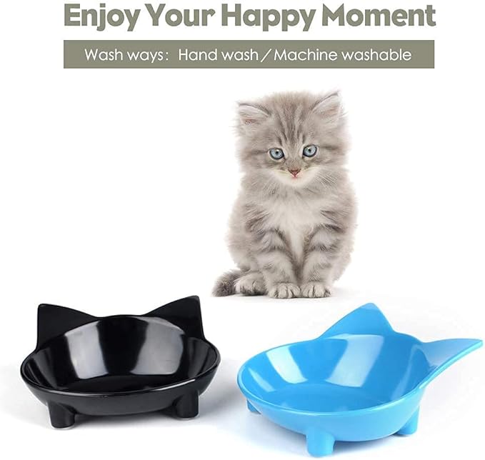 Set of 2 Non-Slip Cat & Dog Bowls – Wide, Shallow Food and Water Dishes for Whisker Fatigue Relief, No Spill, Safe Food-Grade Pet Bowls for Cats, Small Dogs, Kittens, Puppies & Rabbits