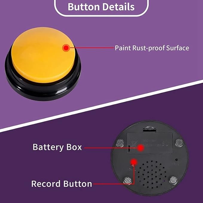 4PCS Recordable Dog Buttons, Dog Buttons for Communication Pet Training Buzzer, Dog Talking Button Set Funny Gift