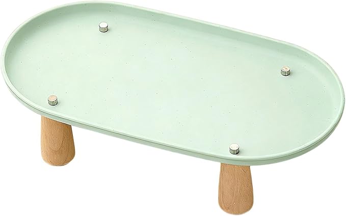 Generic Cat Bowl Raised Stand Rack to Protect Cat Neck Sturdy Non Slip Stable for Feeder Stand Elevated Holder, Green 31cmx17cm