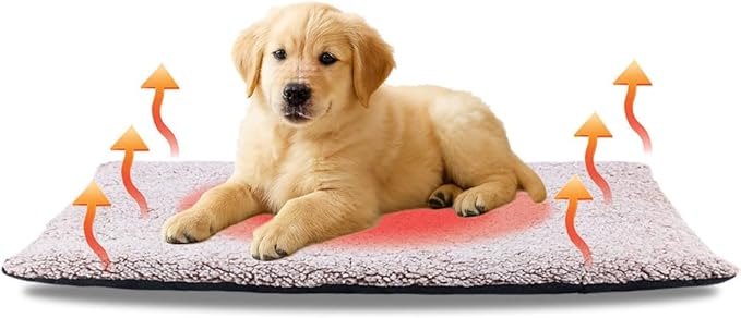 Heated Dog Bed Self Warming Bed Advanced Extra Warm Thermal Pet Pad for Indoor Outdoor Pets with Removable Cover Non-Slip Bottom Washable Non Electric Self Heating Dog Mat Large Brown 23.6 * 35.4inch