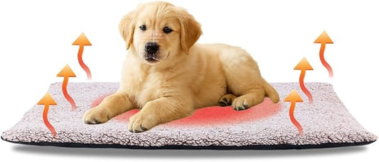 Heated Dog Bed Self Warming Bed Advanced Extra Warm Thermal Pet Pad for Indoor Outdoor Pets with Removable Cover Non-Slip Bottom Washable Non Electric Self Heating Dog Mat Large Brown 23.6 * 35.4inch