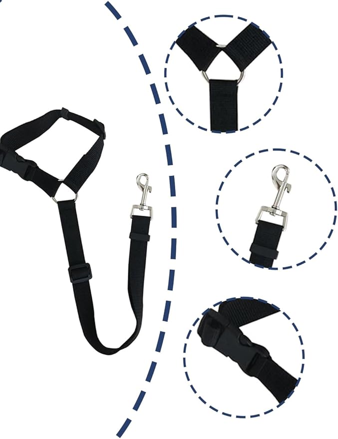 3Pack for Dog seat Belts in Cars, Adjustable Nylon Fabric for Dog car Restraint Devices (Pink, Black, Blue)