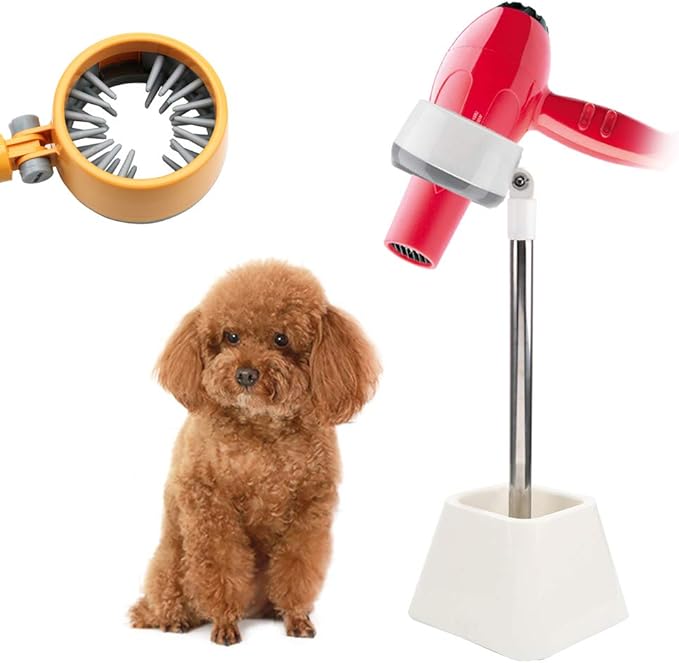 Pet Hair Dryer Holder,180 Degrees Rotatable Hands-Free Retractable Hair Dryer Stand, Dog Cat Grooming Table Hair Dryer Stand Holder Hands Stable Pet Supplies