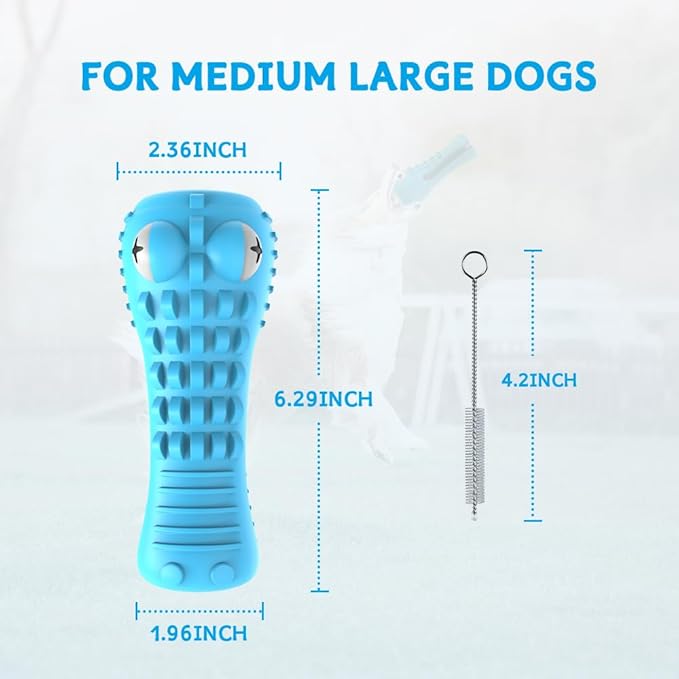 Dog Toys for Aggressive Chewers, Indestructible Dog Chew Toys for Medium Large Breed, Interactive Tough Dog Squeaky Toys to Keep Them Busy, Natural Rubber Durable Dog Toothbrush Teeth Cleaning Toys