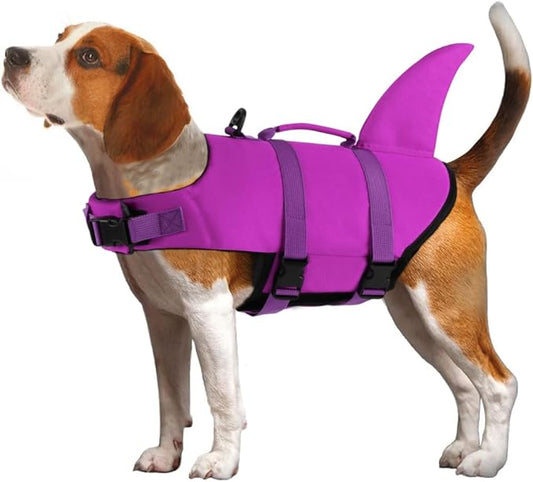 EMUST Dog Life Vests, Pet Floats for Swimming, Boat, Pool, Ripstop Dog Life Jacket with High Buoyancy and Lift Handle for Small and Medium Breeds, (M,SolidRosepink)