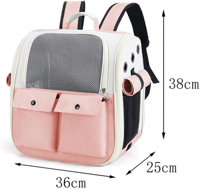 Cat Backpack Carrier, Designed for Cats and Small Dogs Small Animal Pet Backpack Carrier, Breathable Foldable Lightweight Comfort, Shoulder Pet Backpack (Pink)